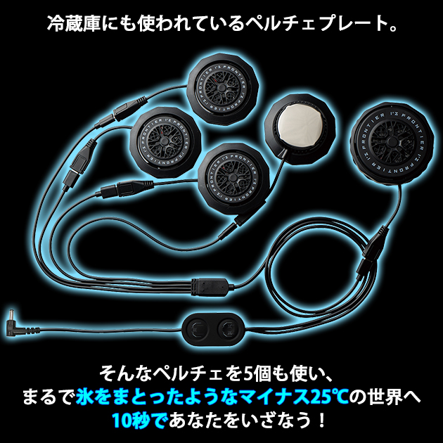 アイズフロンティア 冷却ペルチェ 作業着 冷却ペルチェ5個タイプインナーベスト＆デバイス・バッテリーセット PS1075