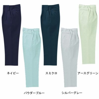 クロダルマ 作業着 春夏作業服 レディーススラックス ツータック 脇シャーリング  314931