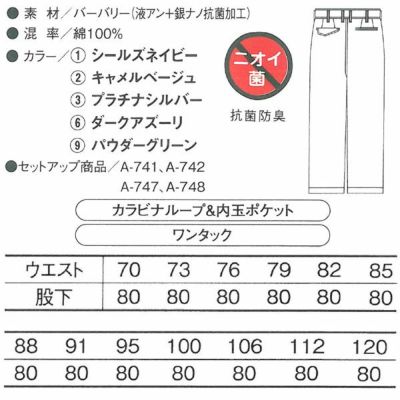 CO-COS コーコス 作業着 春夏作業服 ワンタックスラックス A-743