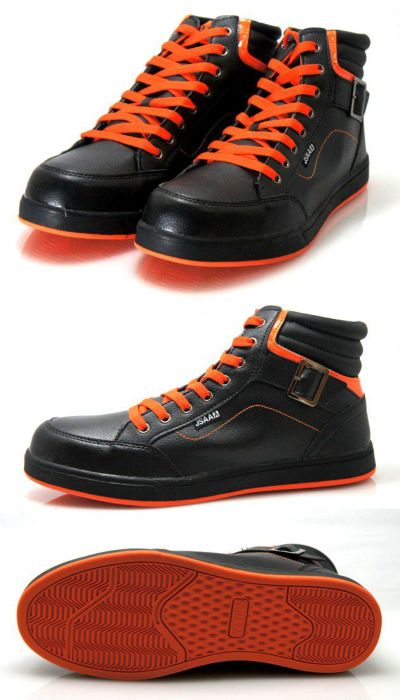イエテン 安全靴 ミドルG 紐 黒/オレンジN9000