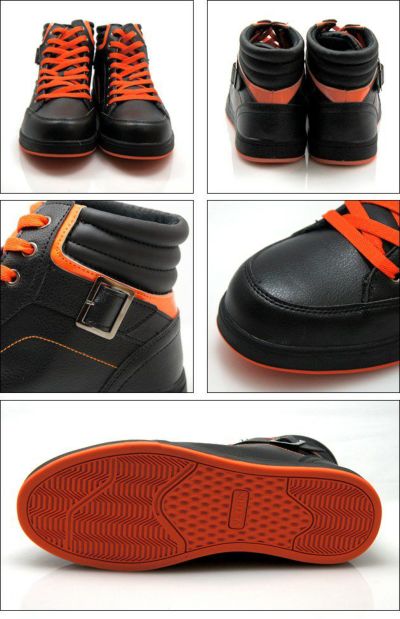 イエテン 安全靴 ミドルG 紐 黒/オレンジN9000