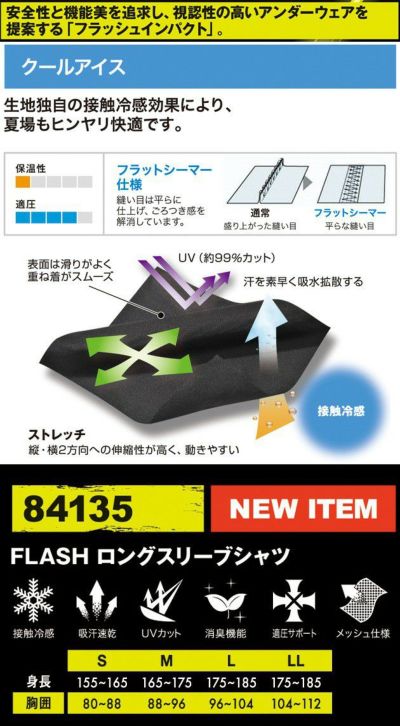 TSDESIGN 藤和 作業着 夏対策商品 FLASH ロングスリーブシャツ 84135