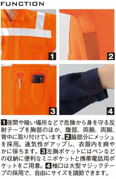 4L～5L AUTO-BI 山田辰 作業着 春夏作業服 半袖ツヅキ服 7625