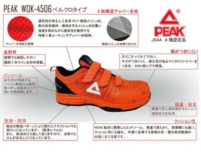 PEAK ピーク 安全靴 PEAK SAFETY ベルクロタイプ WOK-4506