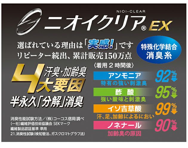 CO-COS コーコス グラディエーター 春夏インナー ニオイクリア消臭アームカバー G-236