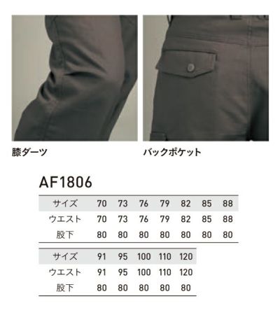 A-FORCE アルファフォース 作業着 春夏作業服 ワークパンツ AF1806