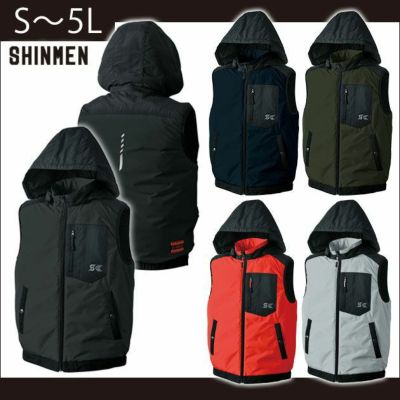 S～4L シンメン 作業着 電熱ウェア S-HEAT テックスタイルベスト 03000