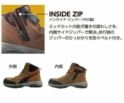 PUMA プーマ 安全靴 ラピッドブラウンミッドZIP（RAPID BROWN MID ZIP） 63.554.0 |｜ワークストリート