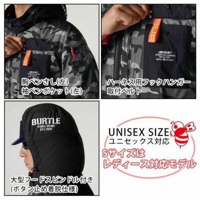 S～XXL BURTLE バートル 作業着 空調作業服 エアークラフトタクティカル半袖ブルゾン（ユニセックス） AC1156 服のみ