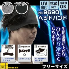 喜多 春夏インナー INAZUMA COOL（イナズマクール）ヘアバンド 9690