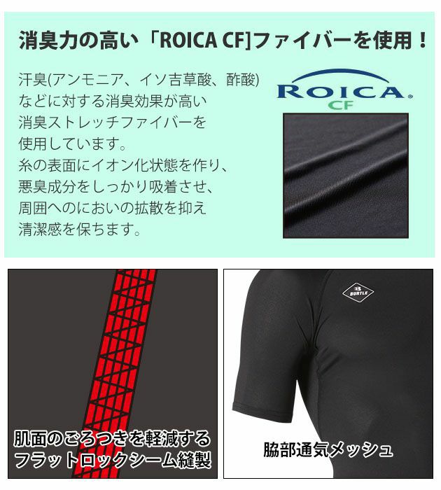 BURTLE バートル 春夏インナー 半袖アイス消臭フィッテッド（ユニセックス） 4075