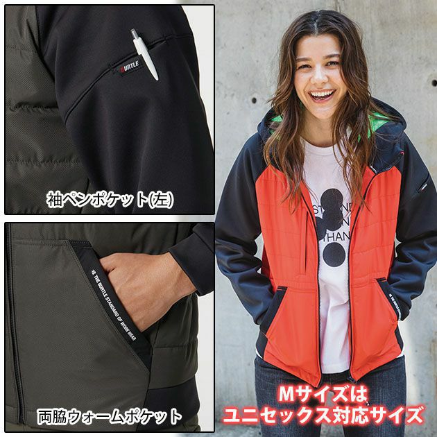 BURTLE バートル 電熱ウェア 作業着 防風フーディジャケット（ユニセックス） 電熱パッドセット（2022年モデル） 3210・TC500