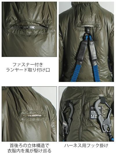 アイズフロンティア 空調作業服 作業着 フルハーネス対応・エレガントユーロA.S.半袖フーディー 10175