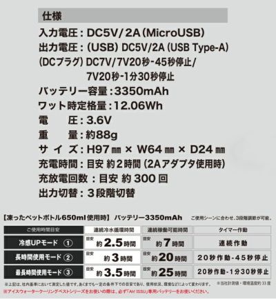 中国産業 水冷ベスト 作業着 アイスウォータークーリングベストプロ(脇ありタイプ) ICW001