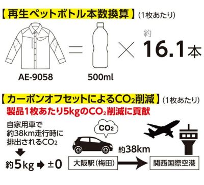 SS～3L CO-COS コーコス 春夏作業服 作業着 エコ・ストレッチ長袖シャツ AE-9058