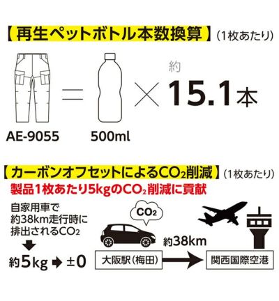 4L～5L CO-COS コーコス 春夏作業服 作業着 エコ・ストレッチカーゴパンツ AE-9055