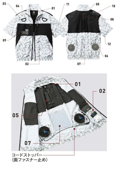 SS～EL 自重堂 空調服 作業着 Jawin 空調服半袖ブルゾン 54160