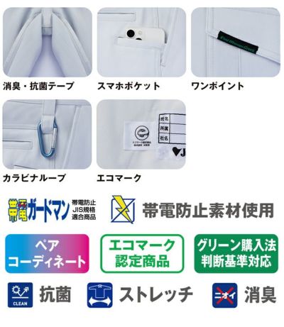 70～106 自重堂 秋冬作業服 作業着 エコ製品制電ノータックカーゴ 83902