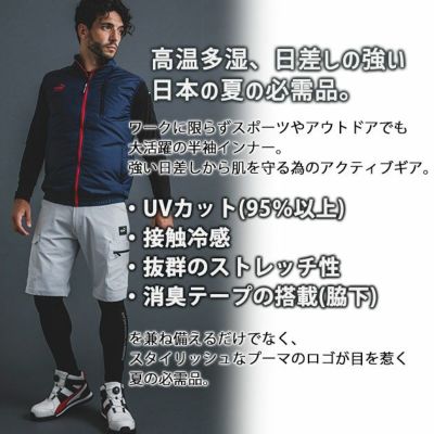 作業ウェア PUMA プーマ 春夏インナー アクティブアンダーシャツ(半袖) PW-2011N