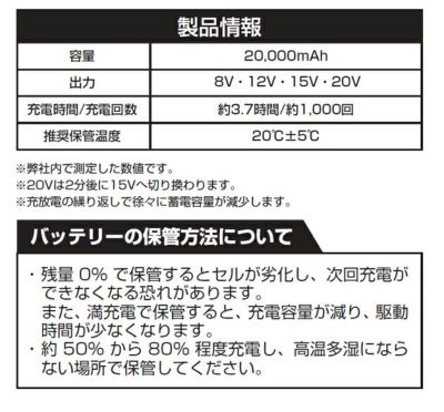 SOWA 桑和 空調作業服 作業着 バッテリーセット 18302