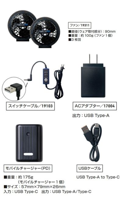 SOWA 桑和 空調作業服 作業着 デバイスセット 19308