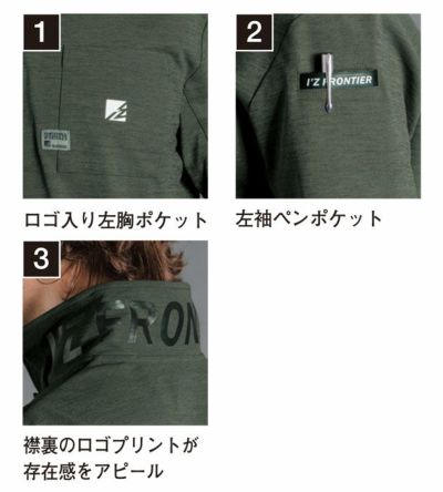 アイズフロンティア 春夏作業服 作業着 パウダードライストレッチ長袖ポロシャツ 521