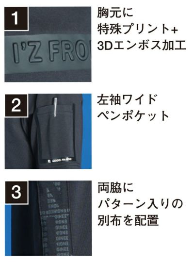 アイズフロンティア 春夏作業服 作業着 接触冷感ダブルフェイスCVC半袖クルーネックシャツ 042