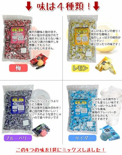 オークラ製菓 夏対策商品 猛暑de塩飴 4種アソートミックス1kg×10袋セット 塩飴セット