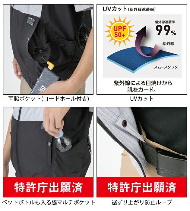 CO-COS コーコス 冷却ペルチェ 作業着 ボルトクール LITE+ ベスト(ペルチェ対応) GL-4029