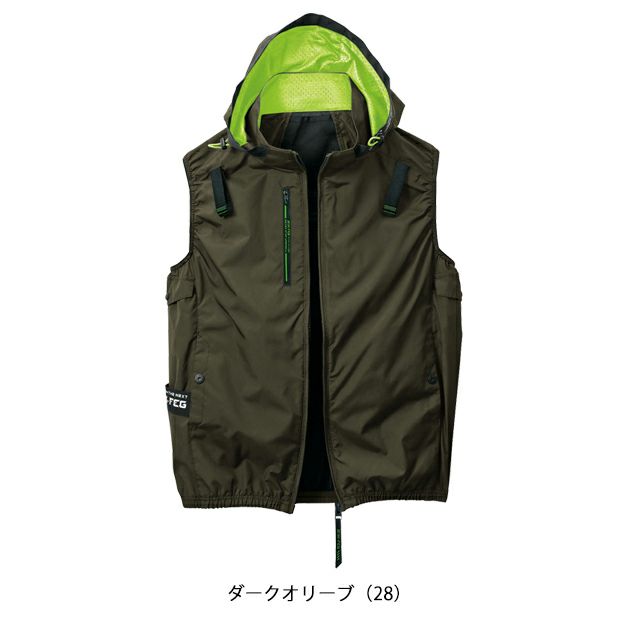 5L シンメン 空調作業服 作業着 アイエスエアダクトフードリペルベスト 05432