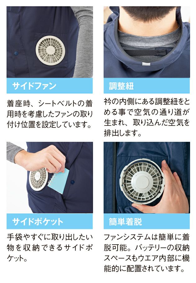 SS～3L アイトス 空調服 作業着 空調服ベスト(男女兼用) AZ-50296