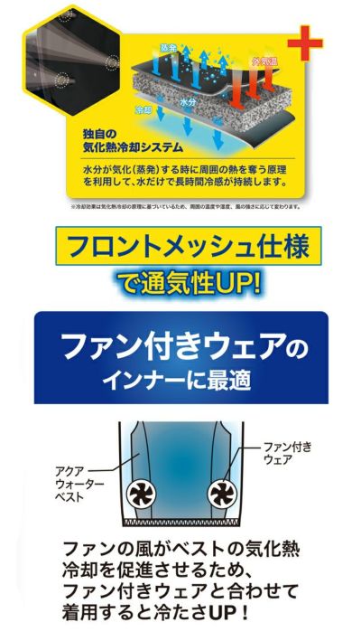 5L ビッグボーン 水冷ベスト 作業着 AQUA TEC アクアウォーターベスト(フロントメッシュ) AT201