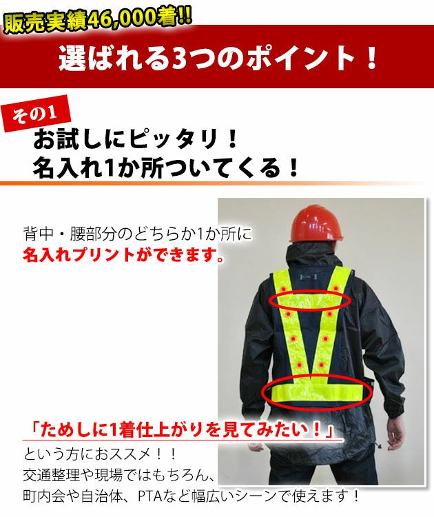 【お試し名入れベスト】富士手袋工業 安全ベスト LED電飾安全ベスト名入れお試しセット 2060