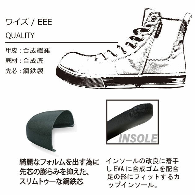 おたふく 安全靴 FUBAR キャンバスハイカットサイドゴア FB-846