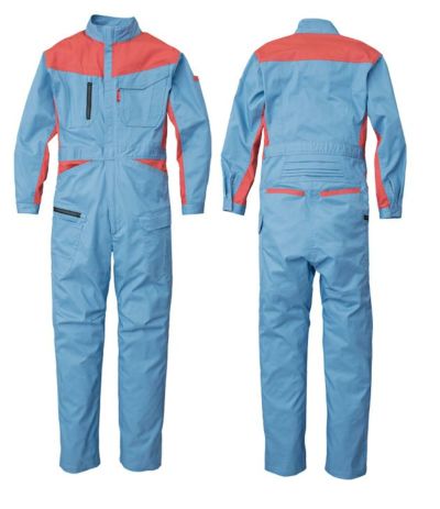 4L～B3L SUNDISC サンディスク 日の丸繊維 つなぎ服 作業着 ストレッチバイカラーツナギ SD-4300