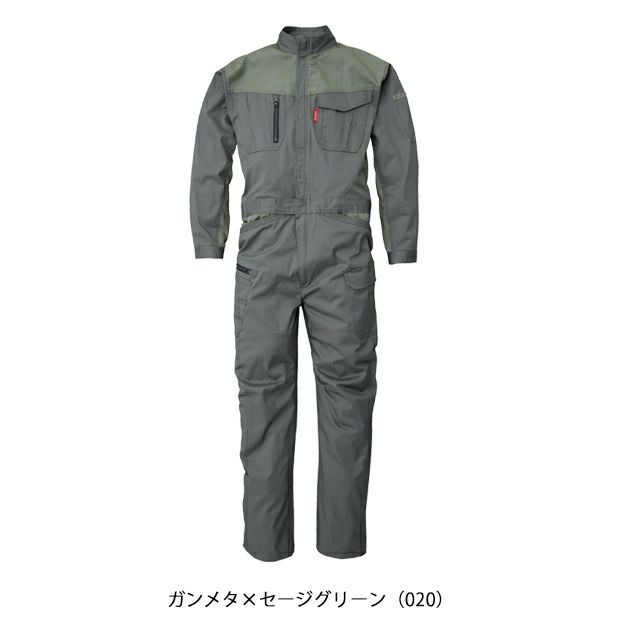 4L～B3L SUNDISC サンディスク 日の丸繊維 つなぎ服 作業着 ストレッチバイカラーツナギ SD-4300