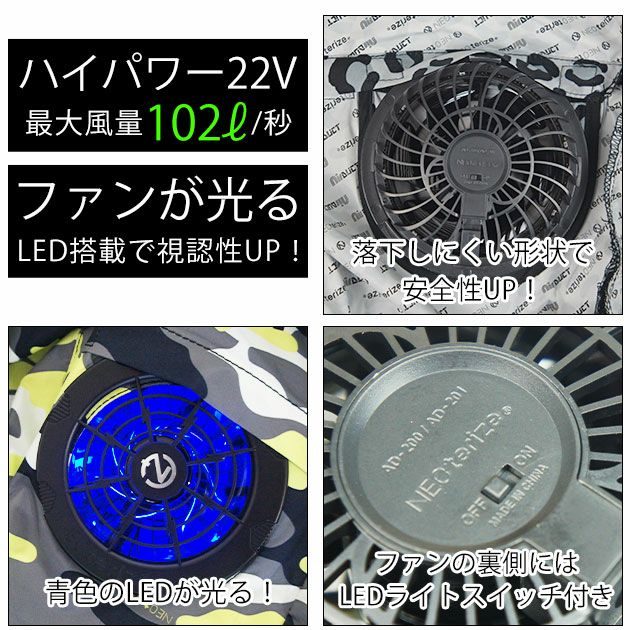 ネオテライズ NEOterize 空調作業服 作業着 AIRDUCT(エアーダクト) ファンユニットセット AD-200 AD-201