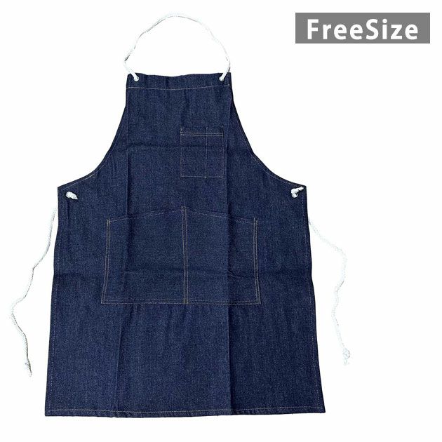 のばのば 通年作業服 作業着 デニム胸付き前掛けロープ S-1001