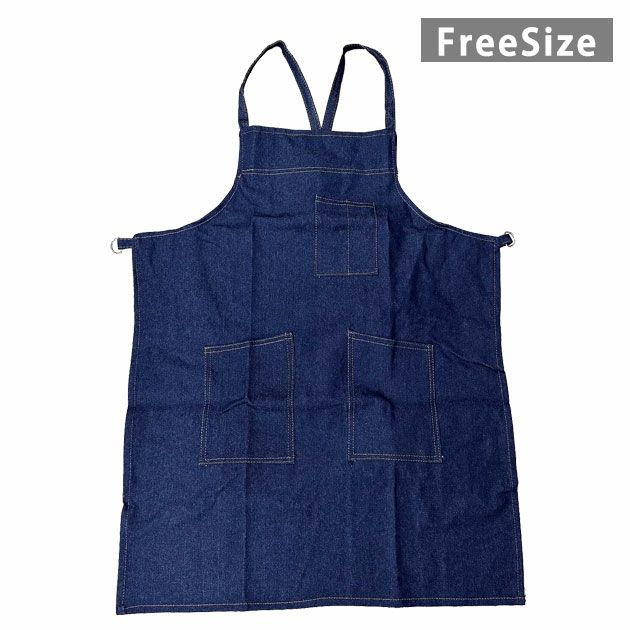 のばのば 通年作業服 作業着 デニム胸付き前掛けタスキ S-1002