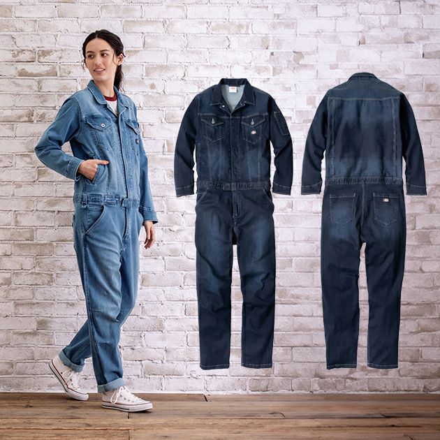Dickies ディッキーズ つなぎ服 作業着 ストレッチシルキーデニムツナギ D-686