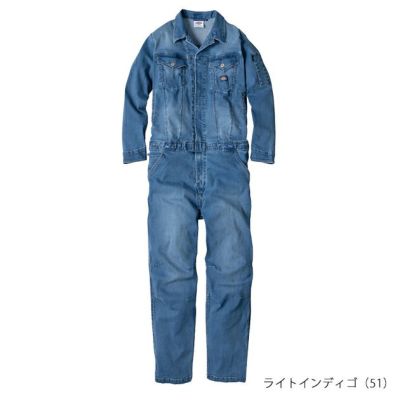 Dickies ディッキーズ つなぎ服 作業着 ストレッチシルキーデニムツナギ D-686