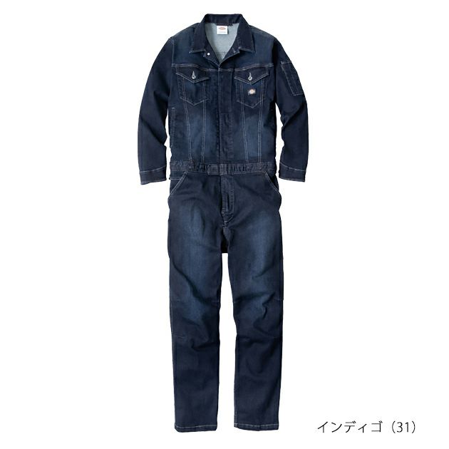 Dickies ディッキーズ つなぎ服 作業着 ストレッチシルキーデニムツナギ D-686