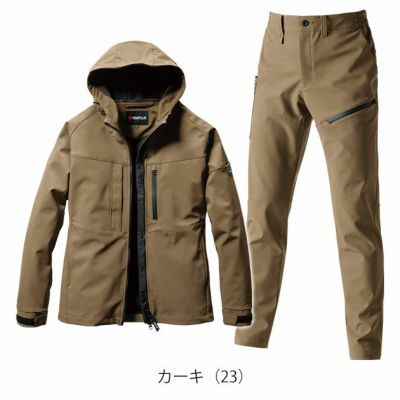 S～XXL BURTLE バートル 秋冬作業服 作業着 フーディージャケット・カーゴパンツ上下セット（カーキ） 821・822
