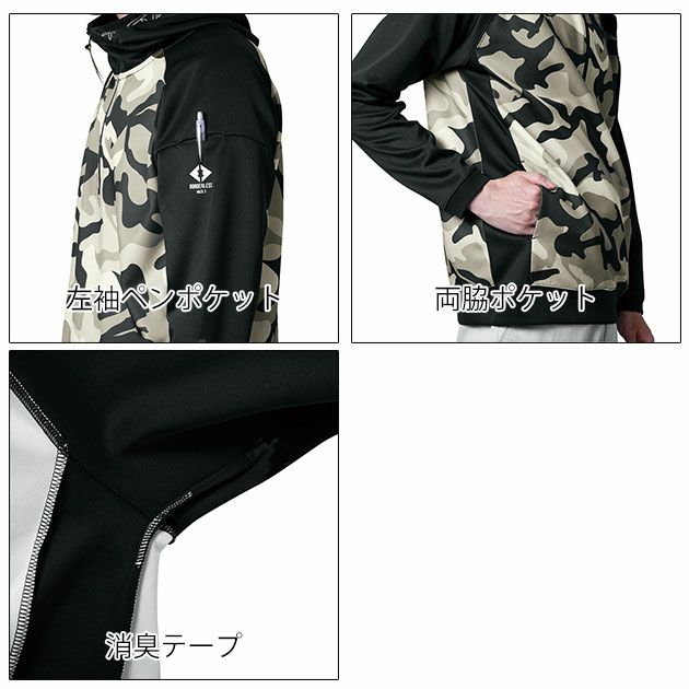 S～4L シンメン 防寒作業服 防寒着 フィナルスムースハーフジップフーディー 0745