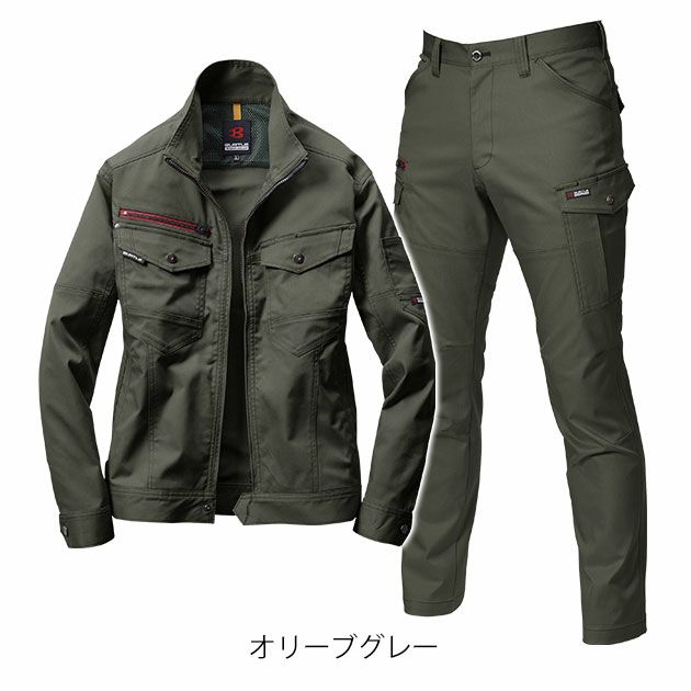 S～3L BURTLE バートル 秋冬作業服 作業着 ジャケット・パンツ上下セット（オリーブグレー） 7051・7052