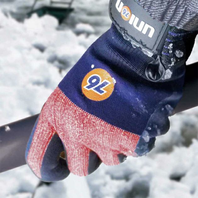 UNION 76 防寒手袋 防寒背抜き手袋 天然ゴム手袋(マジック付き) 76-107W