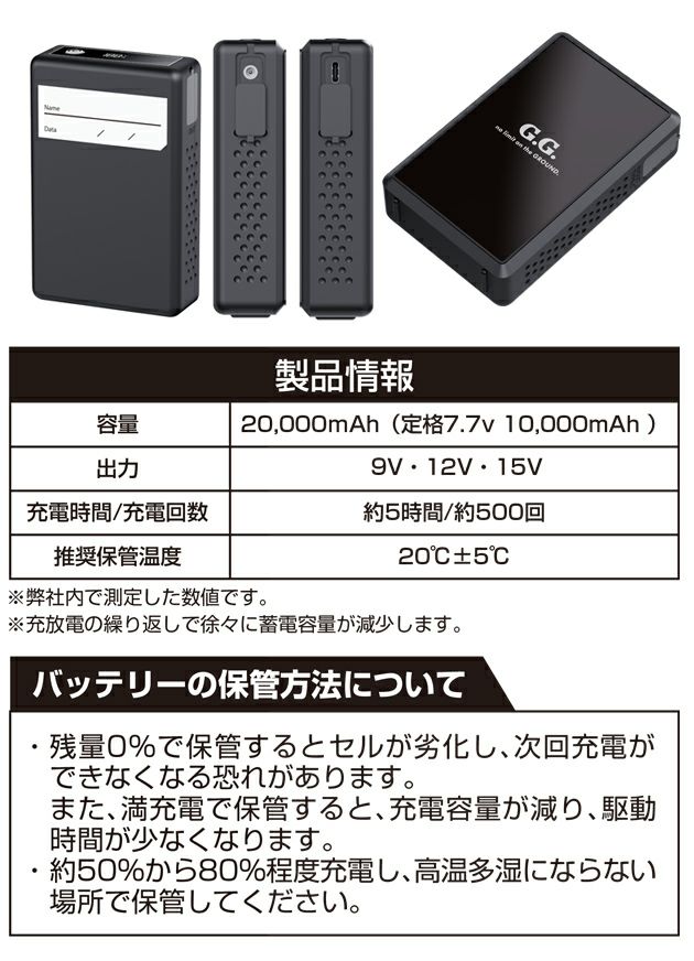 SOWA 桑和 空調作業服 作業着 バッテリー 16105