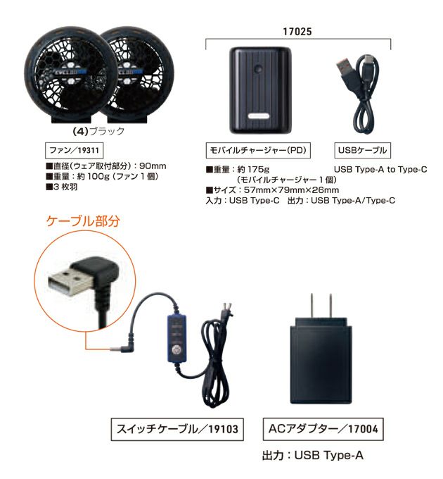 4L SOWA 桑和 空調作業服 作業着 コンプリートセット 19409