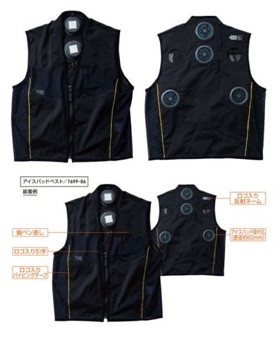 S～3L SOWA 桑和 冷却ペルチェ 作業着 アイスパッド専用ベスト 7699-06