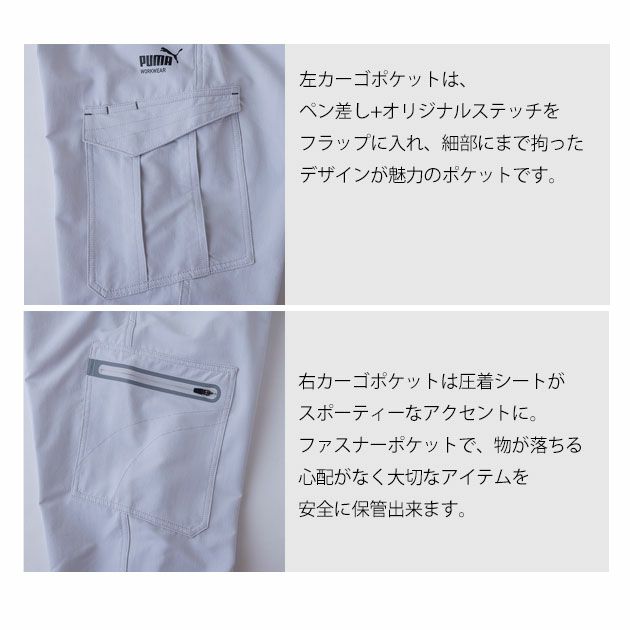 S～4L PUMA プーマ 通年作業服 作業着 ワークジャケット・カーゴパンツ上下セット（ブラック） PW-3021A・PW-3025A